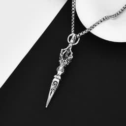 image-Baiying Vajra Pendant Necklace - Titanium Steel Retro