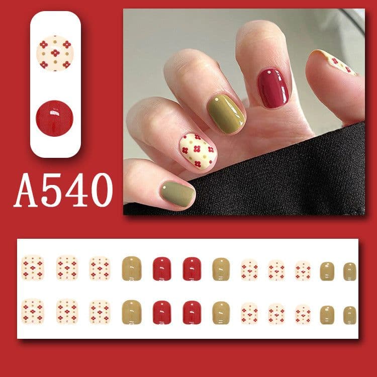 image-Summer fresh, sweet and cool style manicure, wearable nail pieces, French line blending, removable fake nail pieces, finished products wholesale