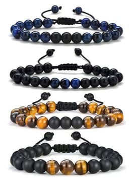 image-Cross-border Hot Selling Men's Bracelet Natural Tiger's Eye Braided Bracelet Essential Oil Aromatherapy Beads Amazon Hot Sale