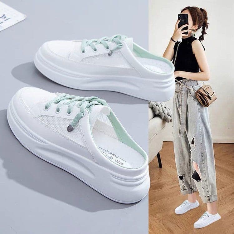 image-Baotou Women's Sandals 2023 Green Lace-Up Lightweight Breathable