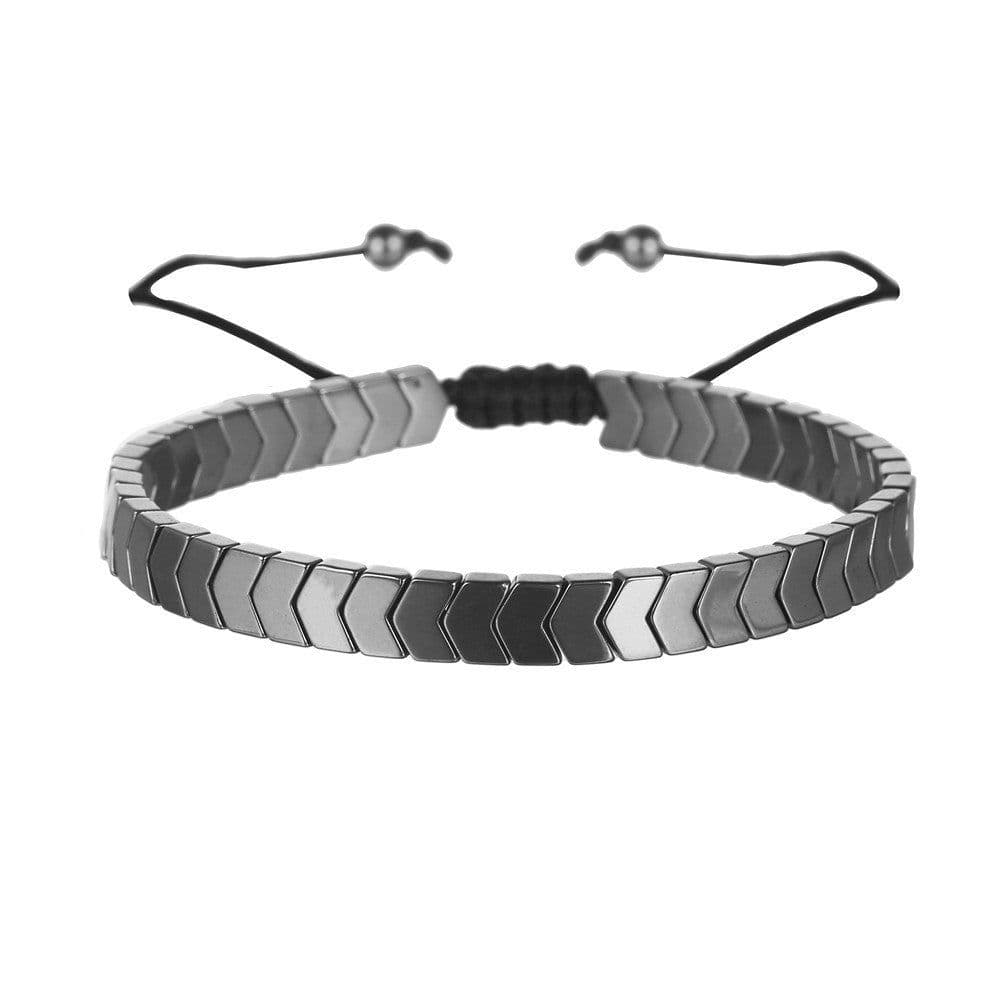 image-Geometric Creative Love Flat Beads Bracelet - Black Adjustable for Women (60 characters)