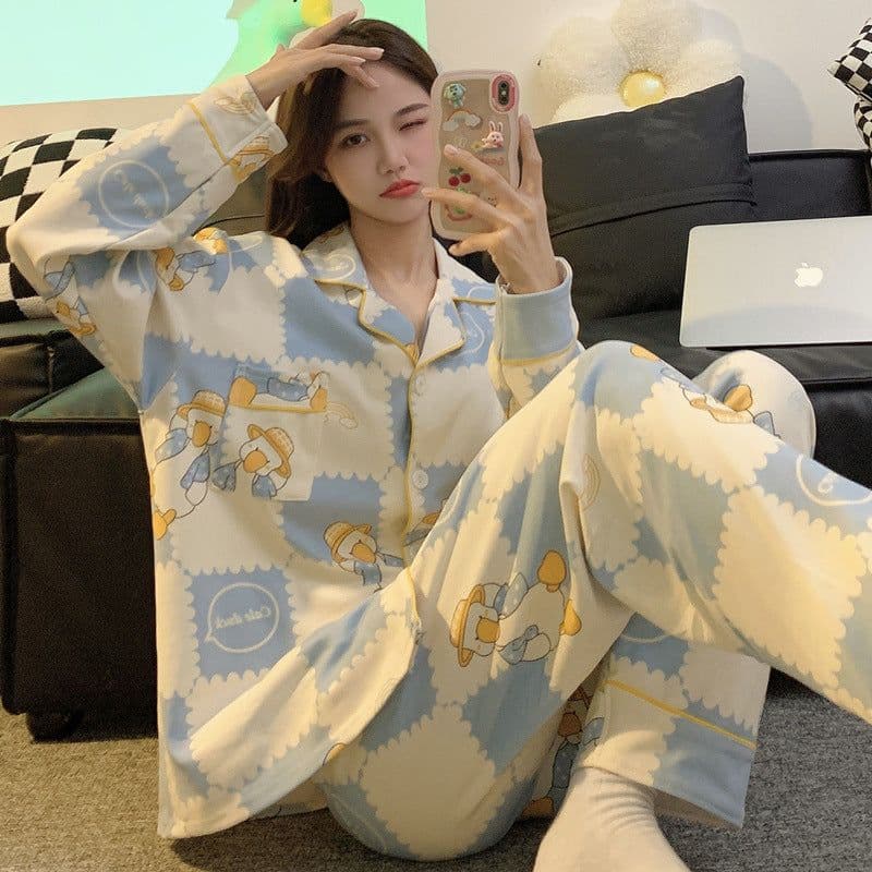image-Women's Pajama Cardigan - Long Sleeve Milk Silk