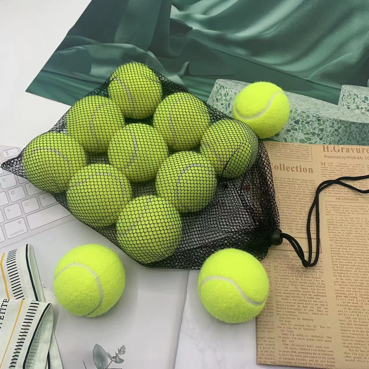 image-Elementary training tennis beginners high elasticity resistant tennis 1.3 meters elastic training tennis competition training