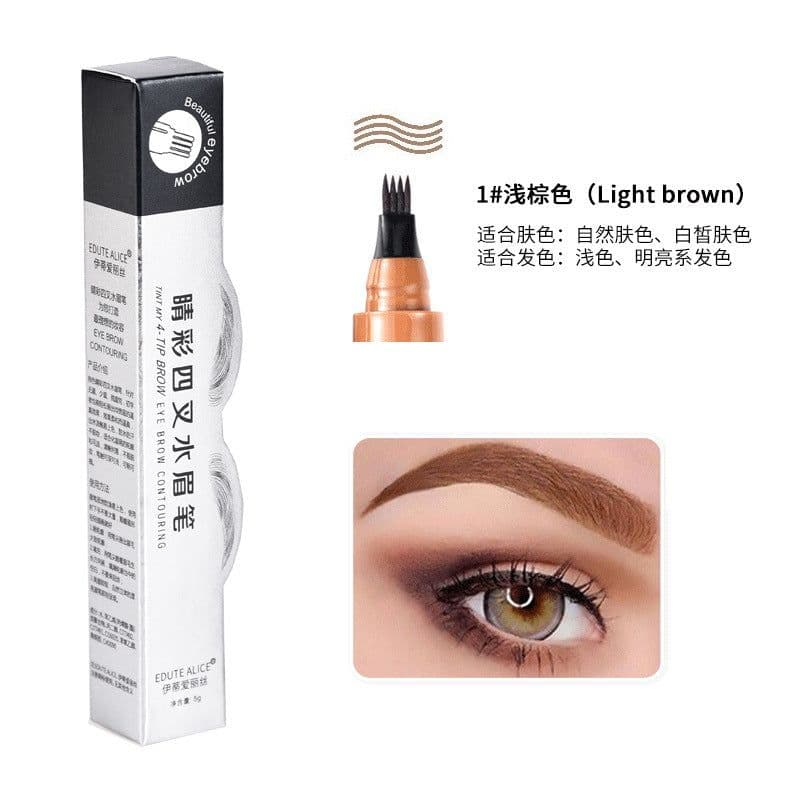 image-Cross-border hot selling four-head forked liquid eyebrow pencil Korean version four-claw waterproof and anti-Han long-lasting not easy to smudge lazy eyebrow pencil