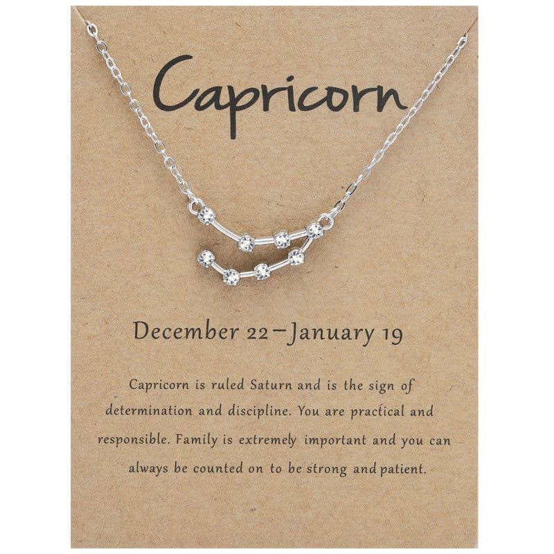 image-Yulu 12-Constellation Diamond Necklace Alloy Clavicle Chain - Brown
