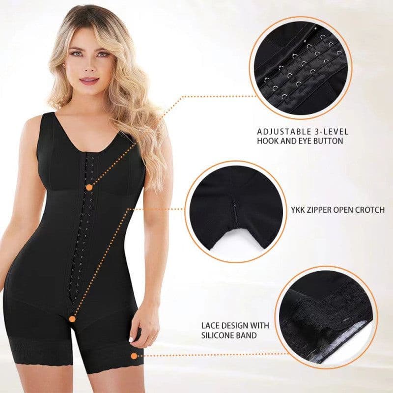 image-Black Body Shaper Bodysuit Crotch Zipper XXXL
