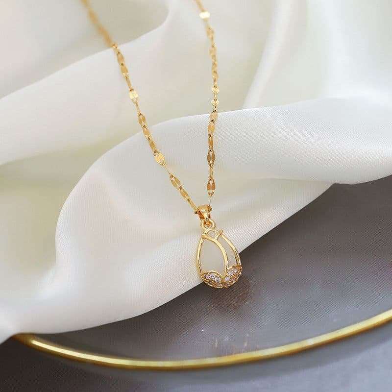 image-Titanium Steel Diamond Necklace - Women's Clavicle Chain