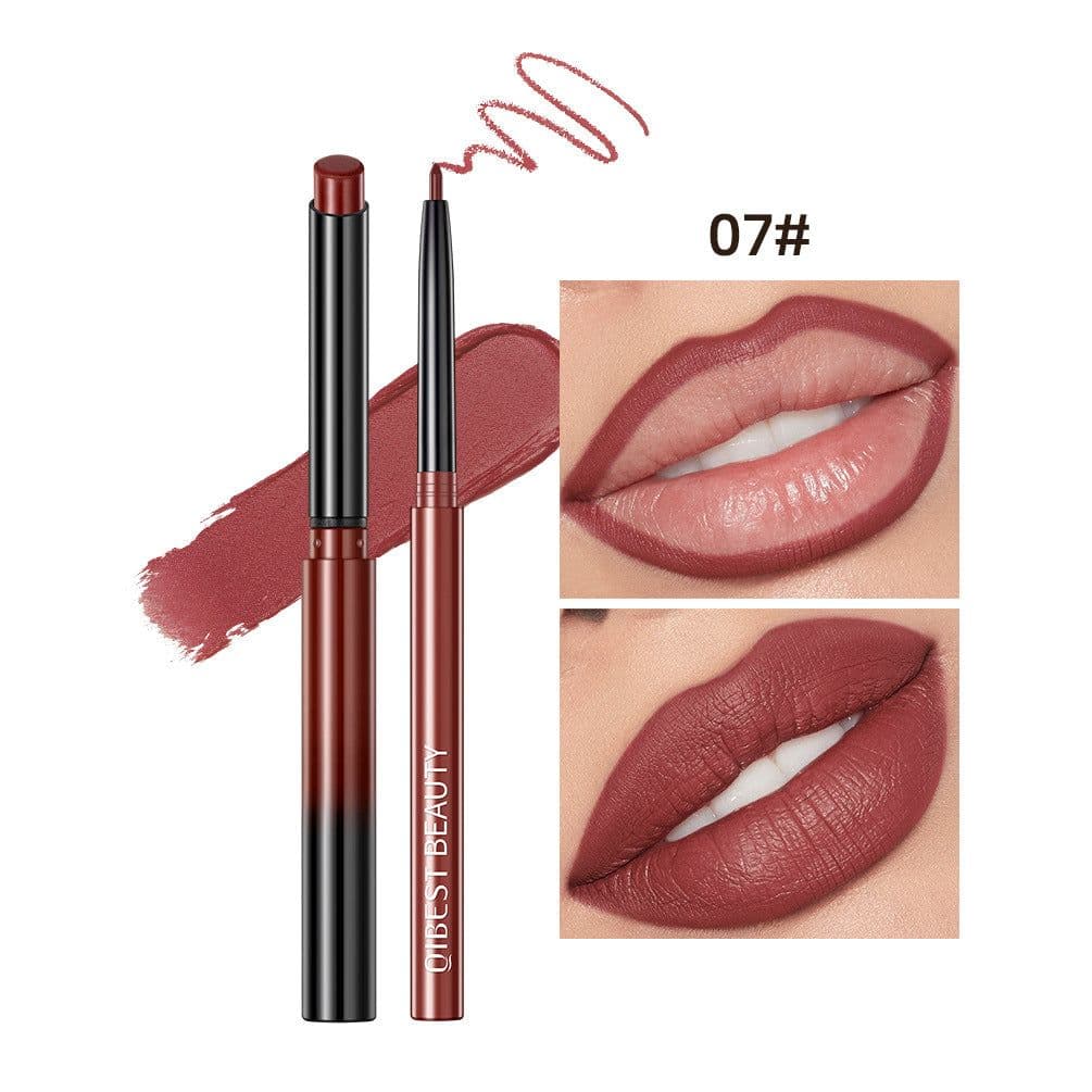 image-QIBEST Lipstick Lip Liner Set - Matte Nude Waterproof