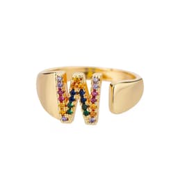 image-Retro Zirconia 26 Letter Adjustable Ring - Personalized Fashion Design