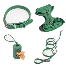 image-Waterproof Dog Harness - PVC Anti-Bite Dog Collar & Leash Brown Set