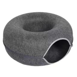 image-Cat tunnel cat nest round gray felt pet nest for all seasons donut breathable removable and washable manufacturer supply