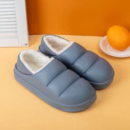 image-Waterproof Cotton Slippers Women Winter Bag Heel Home Furnishing Plush Thick Bottom Indoor Confinement Warm Cotton Shoes Men Wholesale