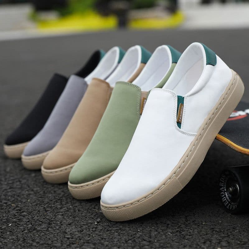 image-Men's Canvas Slip-On Casual Shoes - Size 48