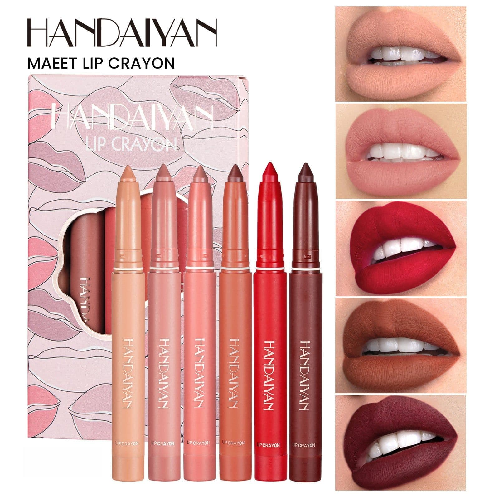 image-HANDAIYAN Lip Liner Set 6pcs - Rotating Dual-Use