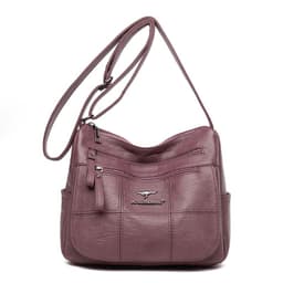 image-PU Shoulder Bag - Purple Small Square Soft Mother Bag