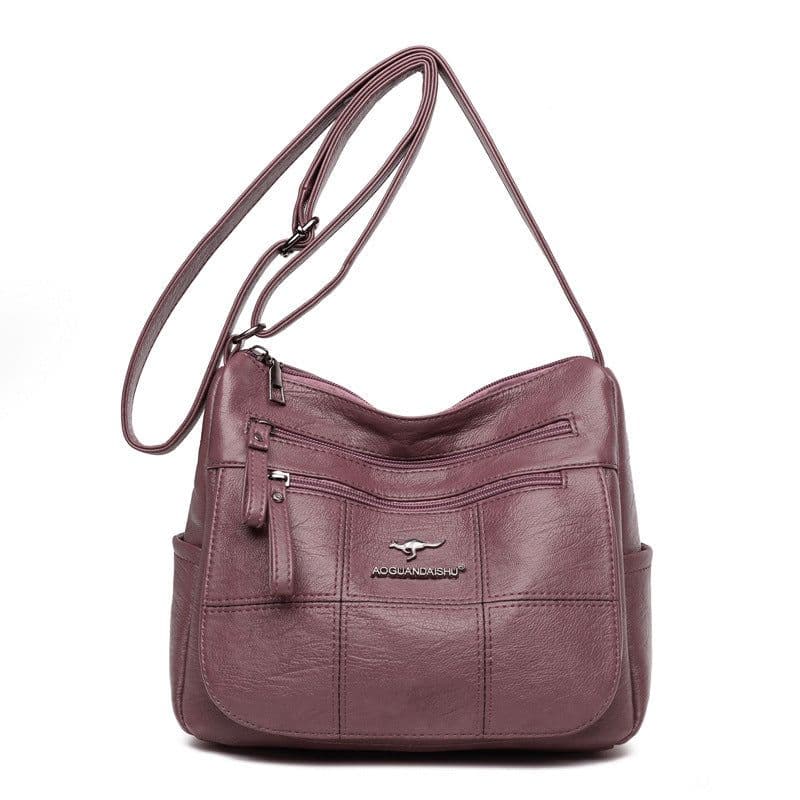 image-PU Shoulder Bag - Purple Small Square Soft Mother Bag