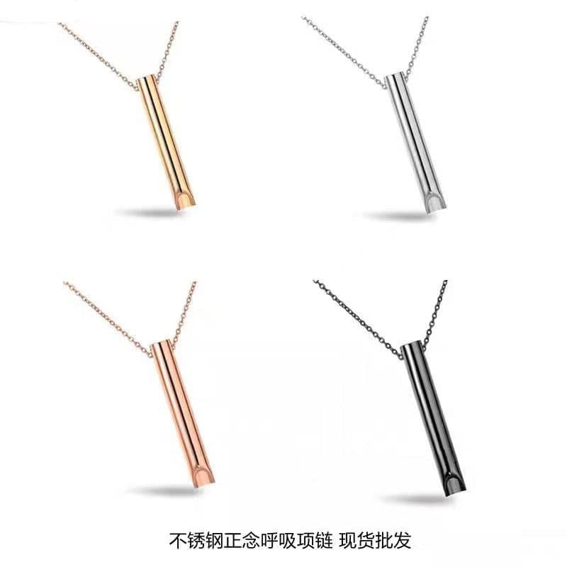 image-Mindfulness Titanium Steel Whistle Pendant Necklace - 41-50cm Adjustable