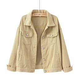 image-Women's Denim Jacket - Dark Blue Short Casual