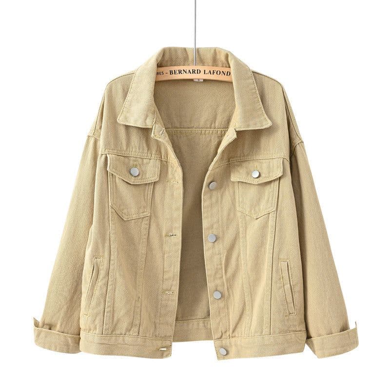 image-Women's Denim Jacket - Dark Blue Short Casual