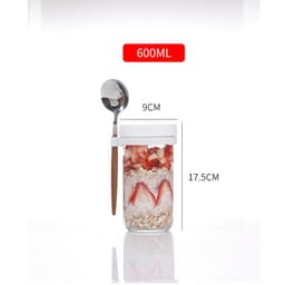 image-Oatmeal Cup Overnight Oatmeal Cup Breakfast Cup with Spoon Lid Mason Cup Glass Salad Jar Yogurt Cup