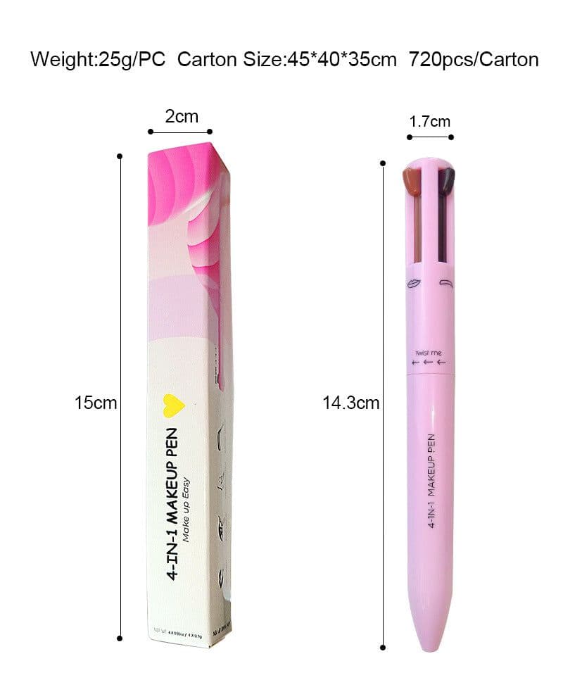 image-4 in 1 Makeup Pen - 4 Colors Eyebrow Eyeliner Lip