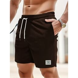 image-Men's Corduroy Shorts Blue Lace-Up Sports
