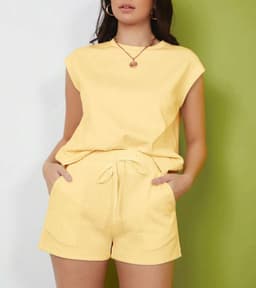 image-Women's 2024 Bronze Casual High Waist Shorts Set XL