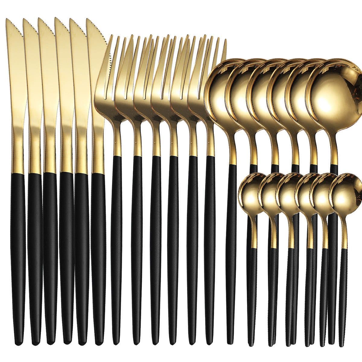 image-Yigang Stainless Steel Flatware Set 24 Piece Silver