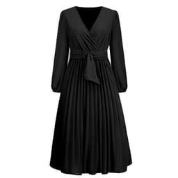 image-Elegant 2023 Long-Sleeved V-Neck Dress - High Waist Blue XXL