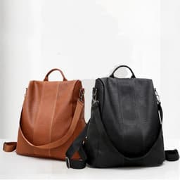 image-Women's Backpack - Black Large Capacity Anti-Theft
