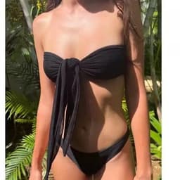 image-Women's Bikini Swimsuit - Black Strappy S