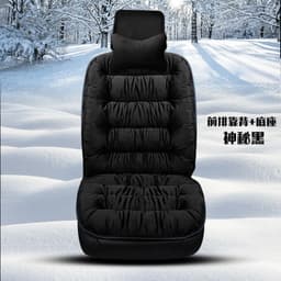 image-Plush winter car seat cushion three pieces down cotton full car cover cushion cover thick universal car cushion wool cushion winter