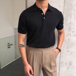 image-Slim-fit Cotton POLO Shirt Men Short Sleeve