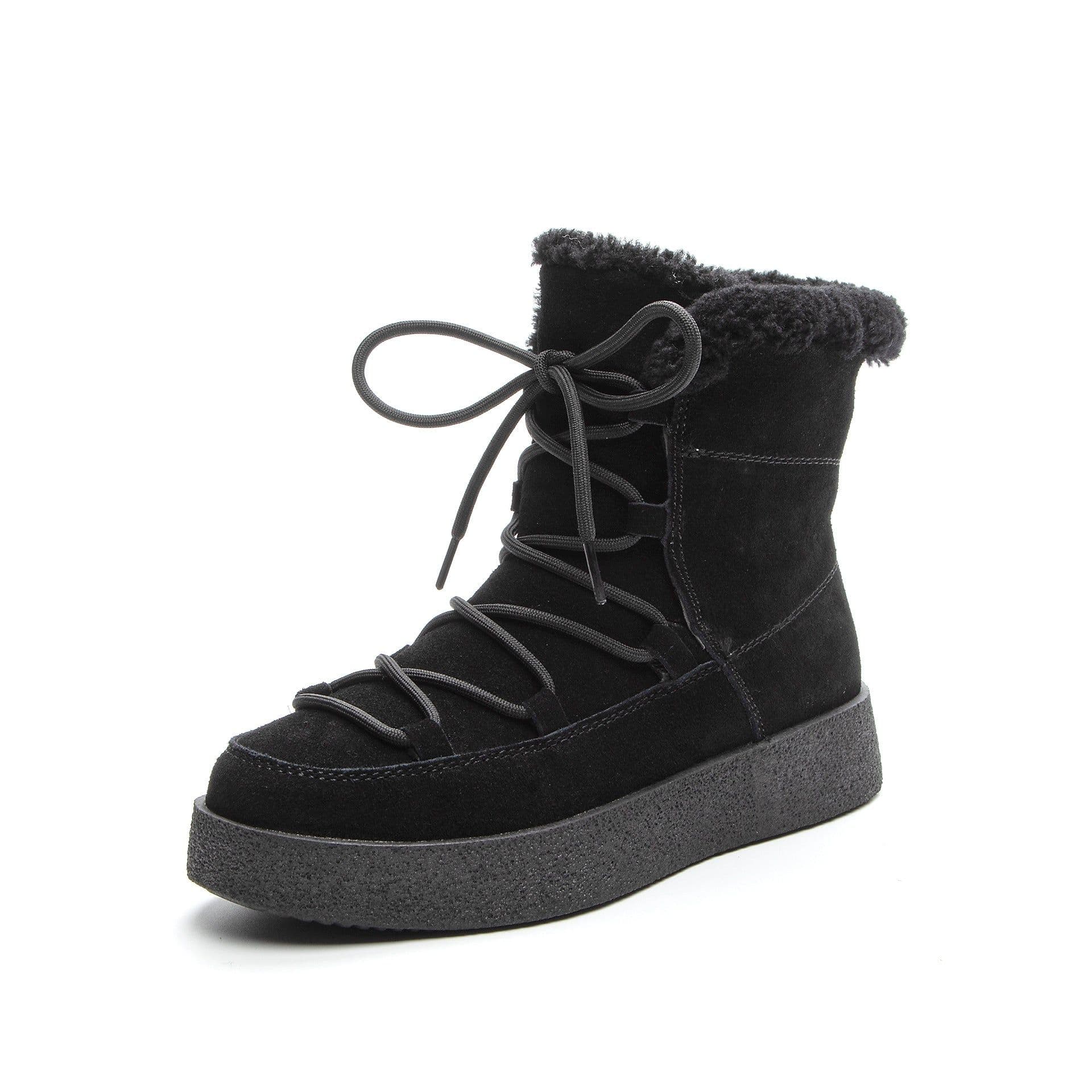 image-Ju Ren Winter Snow Boots - Camel Cow Suede Thick Heel - 2022