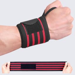 image-Sports Compression Wrist Wraps - Men's & Women's Elastic Wrist Guards 53CM White Red Stripe