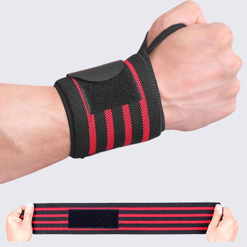 image-Sports Compression Wrist Wraps - Men's & Women's Elastic Wrist Guards 53CM White Red Stripe