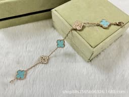 image-High-End Five-Flower Bracelet Rose Gold Clavicle Chain Thickened Electroplating Wholesale