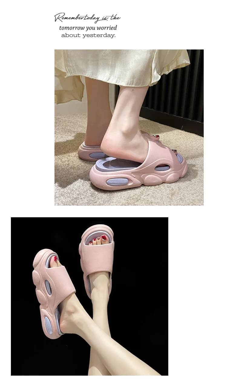image-High-heeled couple sandals and slippers for women summer outdoor casual sports fashion internet celebrity comfortable soft bottom thick bottom beach