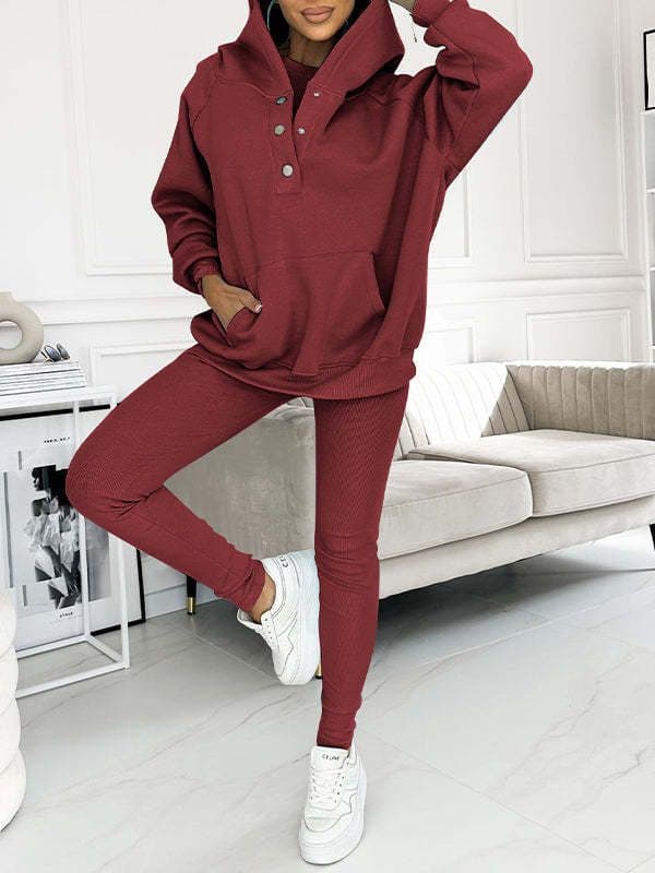image-Women's 2024 Slim Hooded Sweatshirt Three-Piece Set