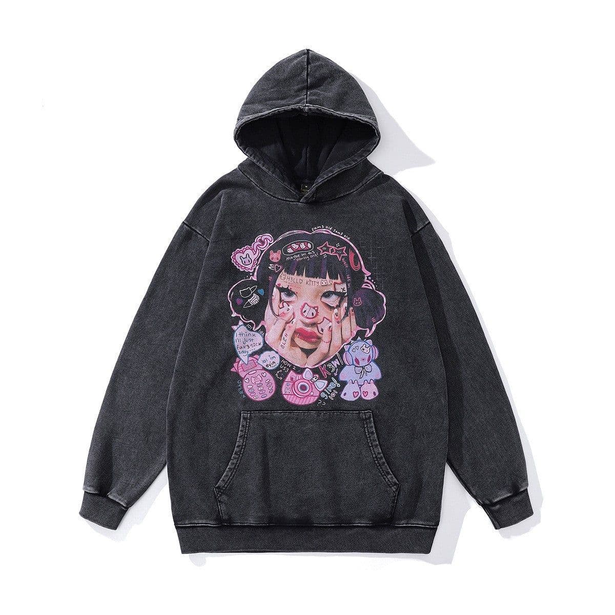 image-Cotton Fleece Hoodie - Kangaroo Pocket Loose Fit XXL