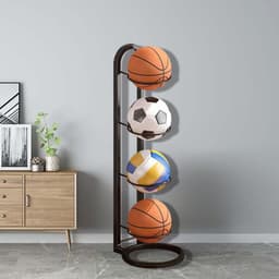 image-Five-layer basketball stand, three-layer and four-layer assembled ball rack, wrought iron rust-resistant storage rack, storage rack for organizing sports equipment