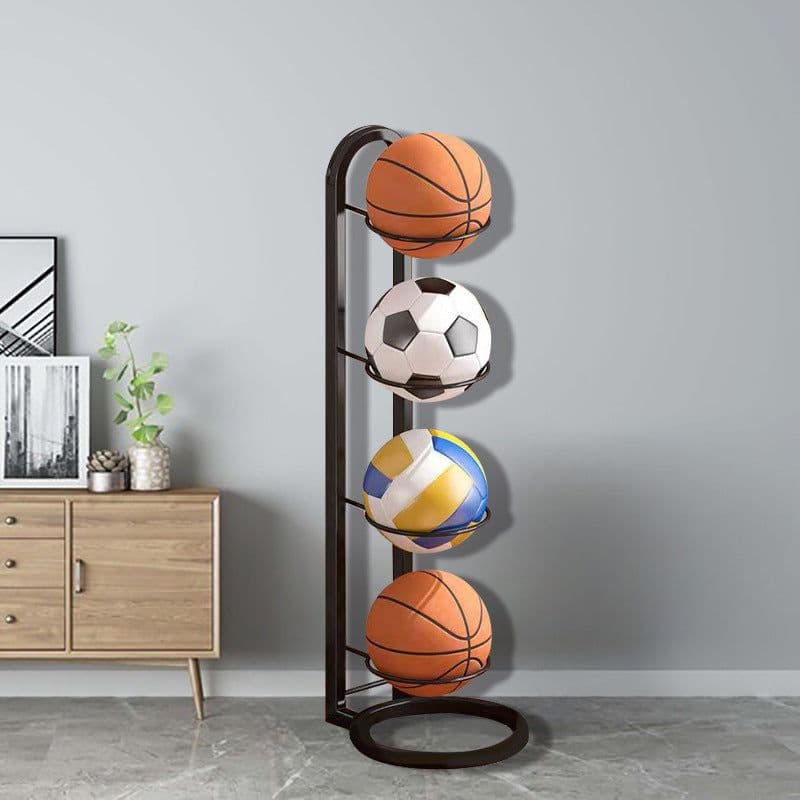 image-Five-layer basketball stand, three-layer and four-layer assembled ball rack, wrought iron rust-resistant storage rack, storage rack for organizing sports equipment