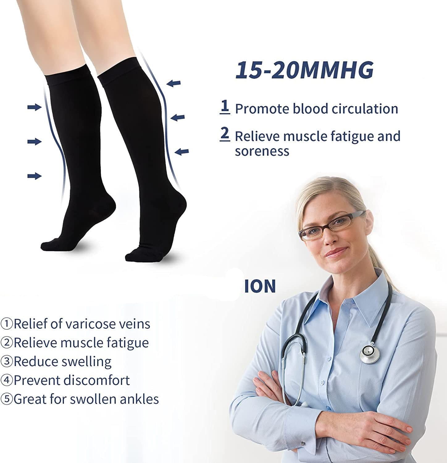 image-Hot Selling Sports Compression Socks - White 7XL