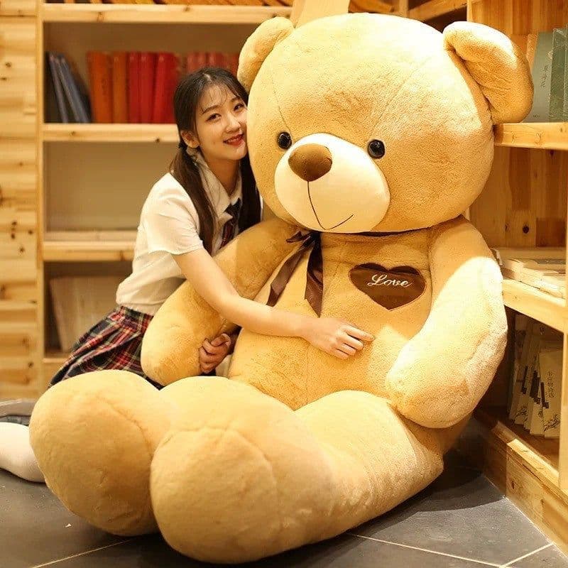 image-Oversized Plush Teddy Bear - Chocolate Ribbon 60cm