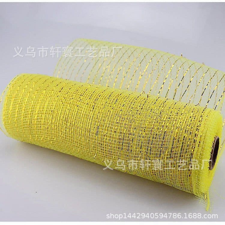 image-Christmas Wire Mesh Packaging - Red & White Strips 26cm x 10yds
