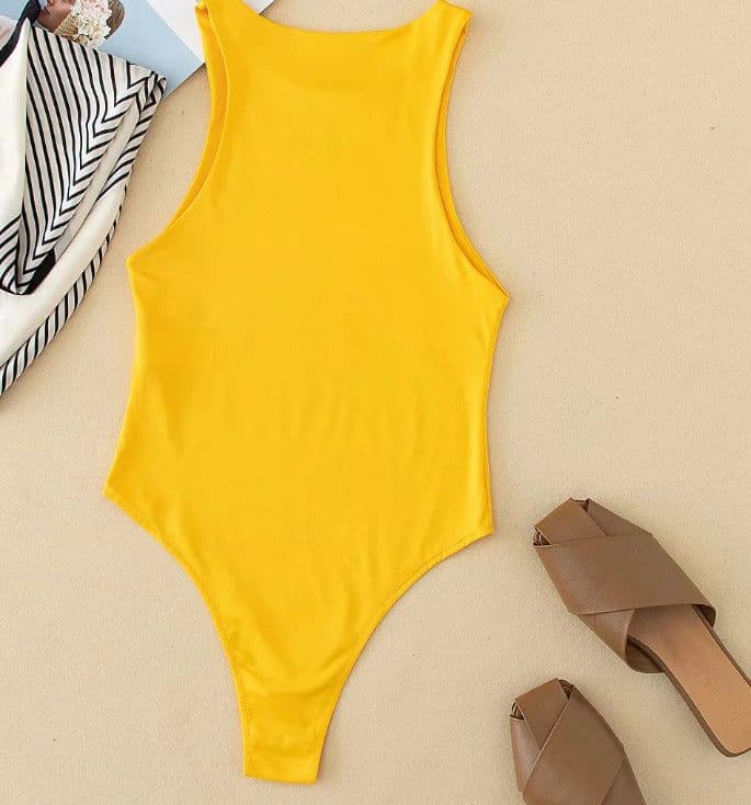 image-Jumpsuit Top for Women - 2022 Off-Neck Solid Color, Sleeveless, High Waist