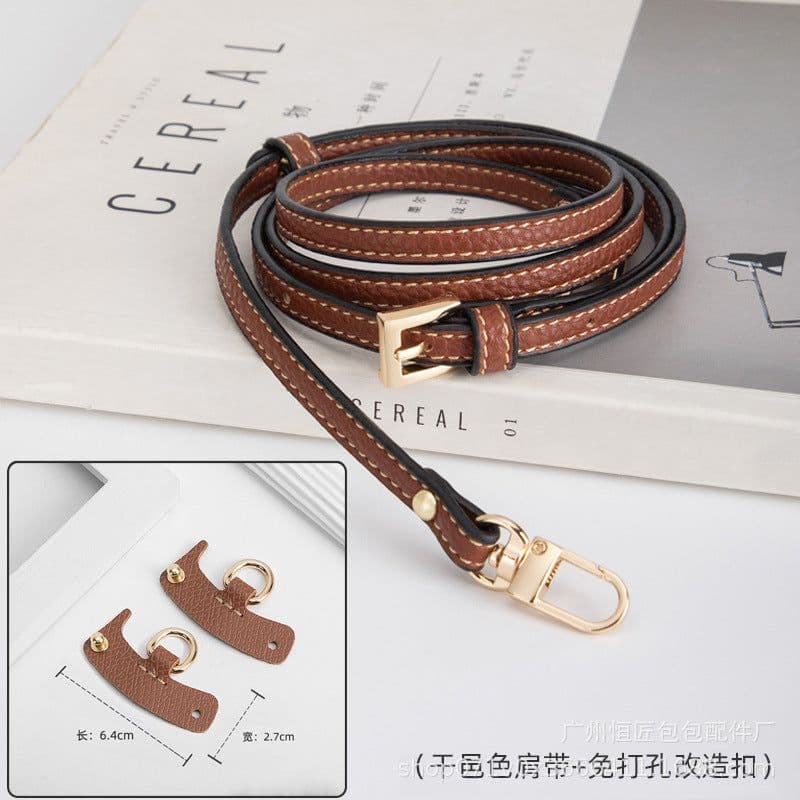 image-Longchamp Mini Bag Strap - Cognac Brown Leather