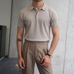 image-Slim-fit Cotton POLO Shirt Men Short Sleeve