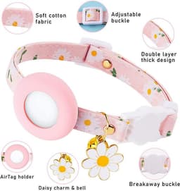 image-Airatg Dog Collar with Bell - Blue Daisy