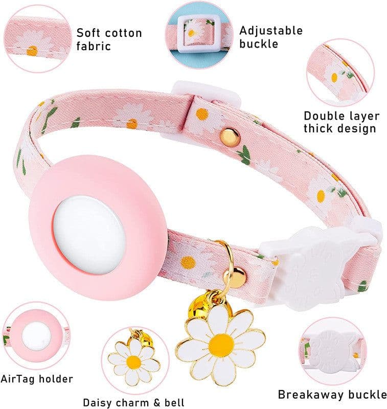 image-Airatg Dog Collar with Bell - Blue Daisy